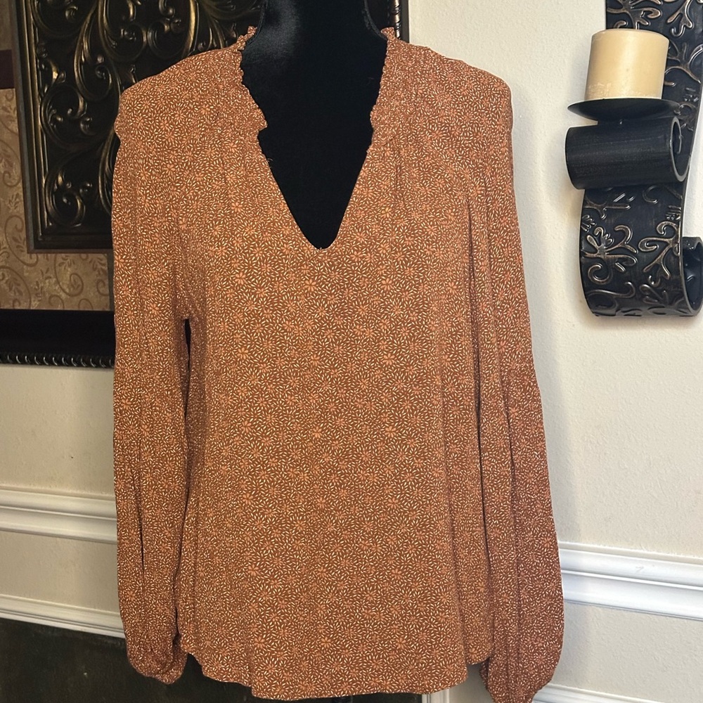 Bohme l Free Flowing Boho Blouse l Balloon Sleeves l Brown l M